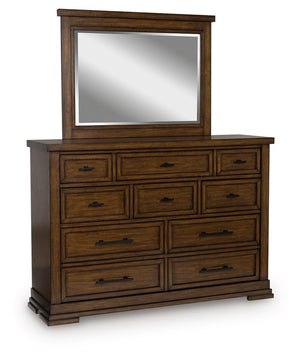 Style, simplicity and charm are hallmarks of this dresser with mirror. Created with casual spaces in mind, it has the versatility to suit styles from craftsman to modern farmhouse. The rich brown finish aligns with your refined-meets-relaxed approach to e