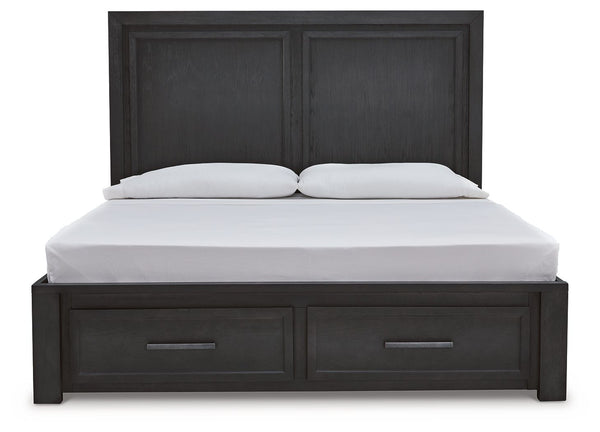Foyland - Black / Brown - California King Panel Storage Bed