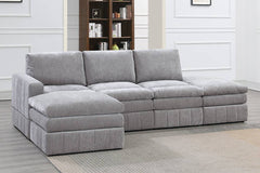 This set of matching footrest units provides comfortable, plush extra seating. The best part? They feature massive integrated storage space. This functional value makes them an essential showcase for organized, clever living.