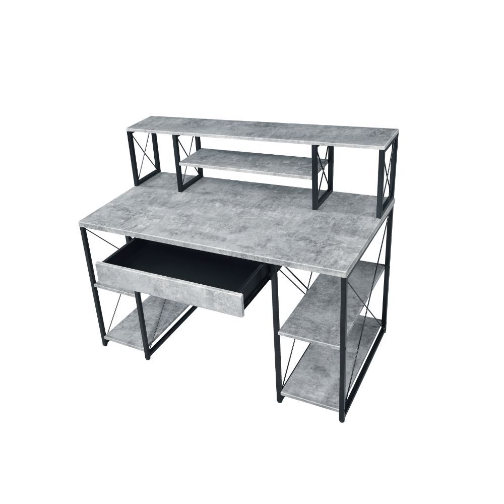 Specifically designed for all purpose, this Amiel Music Recording Studio Desk is suitable for study room, bedroom, living room or home office. Expertly crafted with selected veneers, manufactured wood, and metal tube, this piece has open shelving, hutch a