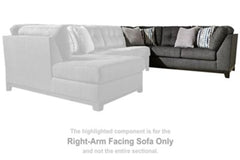 This right-arm facing sofa is made with polyester upholstery. Pairs with other items in the series to make a sectional.<br><br><b>Additional Dimensions</b><br><ul><li>Minimum width of doorway for delivery: 32-"</li><li>Leg height: 5-"</li><li>Seat depth: 