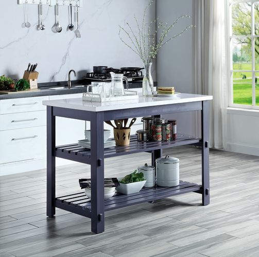 â€¢KDâ€¢ 2 Open Compartmentâ€¢Wood Frameâ€¢Marble Top<br/><br/><b>Product Features</b><ul><li>KD</li><li>2 Open Compartments</li><li>Wood Frame</li><li>Marble Top</li><li>Case: 1Pc/1Ctn</li><li>Finish: Marble Top & Gray Finish</li><li>Style: Transitional<