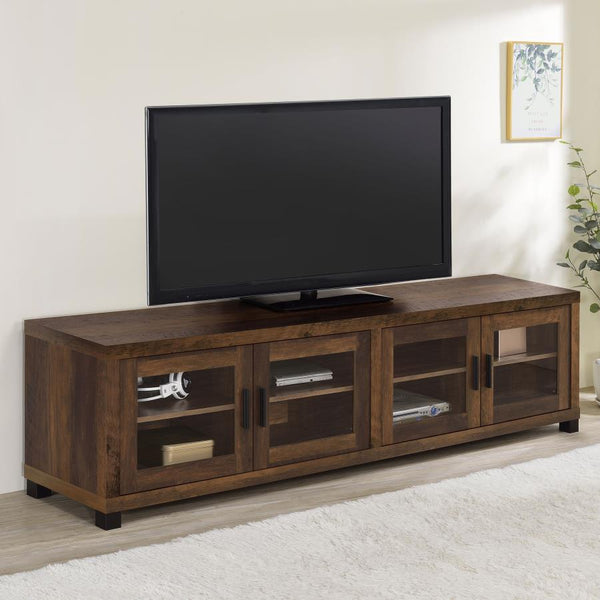  blending contemporary design with functional storage. Its dark pine finish exudes warmth