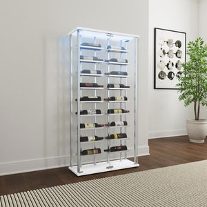  open flair in your dining room or home lounge. The cabinet features two glass doors with c