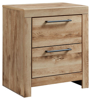 Inspired by natural beauty, refined to perfection. This nightstand brings cozy outdoor vibes to your bedroom with its warm and inviting golden rustic finish. Antiqued gunmetal handles adorn the two drawers on its framed front for an industrial touch, whil
