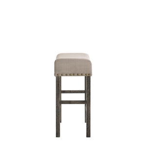 Martha II - Stool (Set of 2) - Tan Linen & Weathered Gray