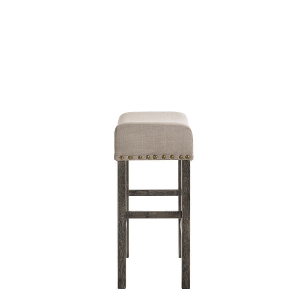 Martha II - Stool (Set of 2) - Tan Linen & Weathered Gray