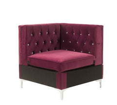 Nothing screams luxury like this Jaszira modular upholstery group. Each piece is enveloped in a luxurious velvet upholstery and showcasing button tufting, and a nail head trim accent for a tailored touch. Foam padding offers comfortable cushioning. Design