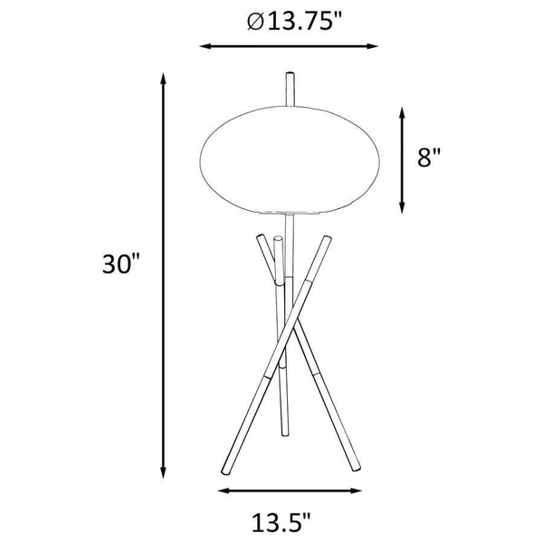 Layton - White Orb Shade Tripod Table Lamp - Black