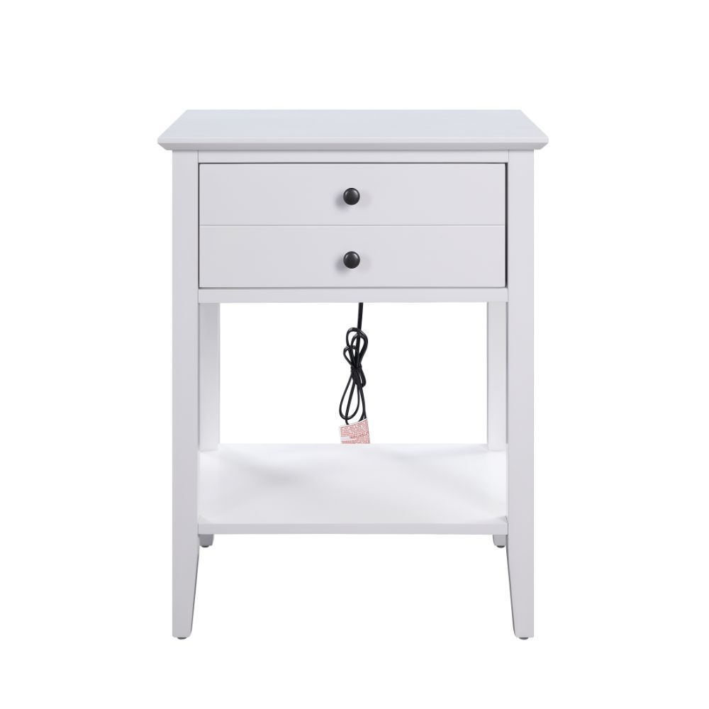 Transitional designed equipped with modern amenities, this Grardor side table will serve as a perfect place for your morning mug of coffee. Crafted from manufactured wood, this piece is available in gray or white finish. While one top drawer makes room fo