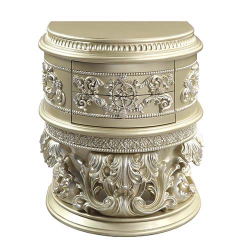 Vatican - Nightstand - Beige - 31-"<br/><br/><b>Product Features</b><ul><li>Button Tufted</li><li>Scrolled Floral & Upholstery Headboard & Footboard</li><li>Feltlined Drawer</li><li>Metal Side Drawer Glide</li><li>2/3 Drawer Extension</li><li>Safety Stop 