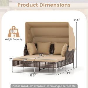 Provide a light  airy look and feel with open-weave PE rattan<br>The premium rattan also ensures fade-resistant and sun-protective durability<br>Open the canopy for shaded comfort with a premium gas strut<br>Close the canopy for sunbathing<br>Canopy secur