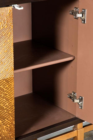 Zira - 4-Door Wood Parquet Storage Accent Cabinet - Brown