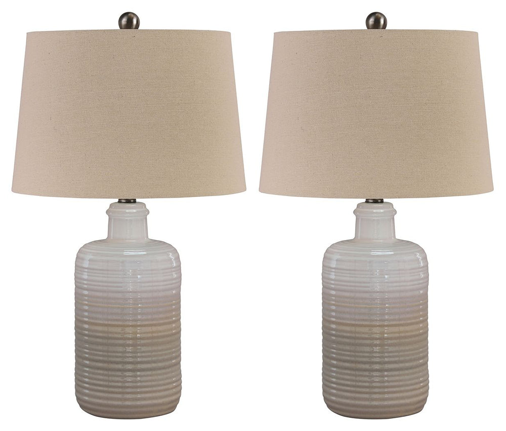 Wowing with shades of taupe and white, this table lamp lights up our world. The glazed, textural base encompasses casual-cool beauty beside any sofa or bedâ€”what a well-rounded pair.<br><br><b>Additional Dimensions</b><br><ul><li>Shade: 0-"</li><li>Base: