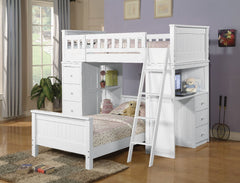 KD, Twin Loft Bed Slat System Included (16 Slats) Not Reversible (RF Desk, LF 5Drw Chest) RF Front Ladder (Not Reversible/Removable) Easy Access Guard-Rail (Top Bed) Twin Bottom Bed Sold Separately Clearance Between Floor and Top Bed: 48 Inches (1213mm)<b