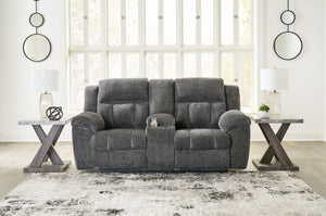  this extra-spacious reclining loveseat with console is a masterclass in accessible style. Plush
