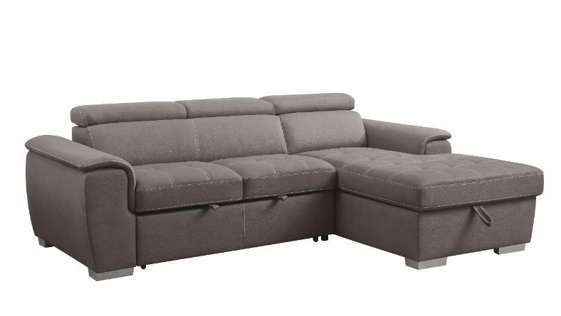 Center your living room around a functional and contemporary style with this versatile sectional sofa. This fully upholstered sofa features tight seat and back cushions while maximizing comfort with pocket coil seating and adjustable headrests. The chaise