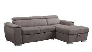 Center your living room around a functional and contemporary style with this versatile sectional sofa. This fully upholstered sofa features tight seat and back cushions while maximizing comfort with pocket coil seating and adjustable headrests. The chaise