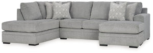 Donâ€™t be limited by a lack of space. This sectional makes family movie nights and get-togethers with friends all the more cozy. With its double-chaise configuration, everyone has a spot to lounge. A trendy gray hue offers the contemporary style you crav