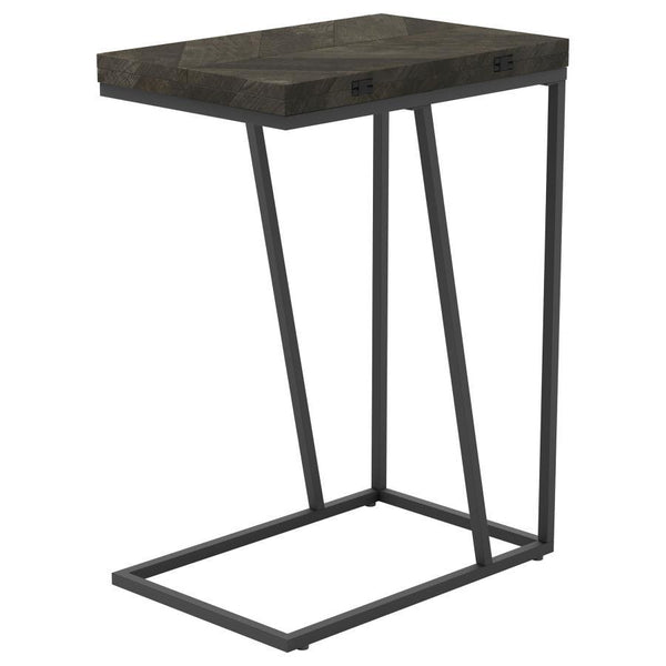 Carly - Expandable Engineered Wood C-Shaped Side Table - Gray