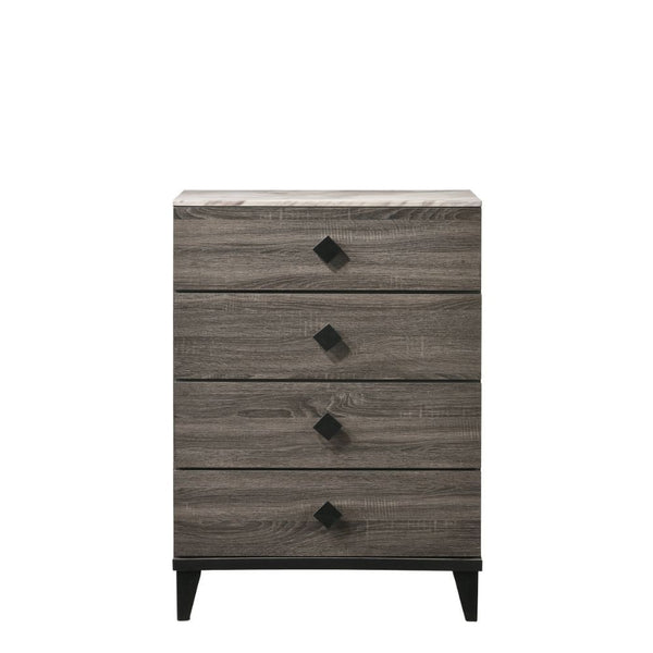 4 Drw Drawer: GLIDE Side Metal (3/4 Ext.), DOVETAIL English Front & Back, Veneer Lined (NO FELT), Safety Stop Included, Manual Close, Dust-Proof Included, Hardware: Single Pull Knob (Wood, Black Finish) CONSTRUCTION] Wooden Case-Leg: Wood (), Veneer (Foil