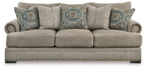  roll arms and nailhead accents. Enjoy optimal coziness as you nestle into luxurious soft upholstery and feather-blend cushions. P