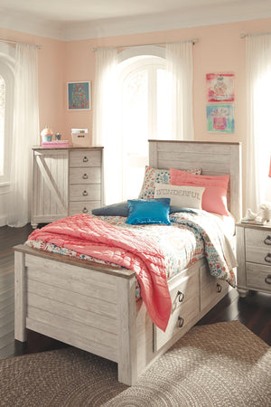 Willowton - Whitewash - Twin Panel Bed