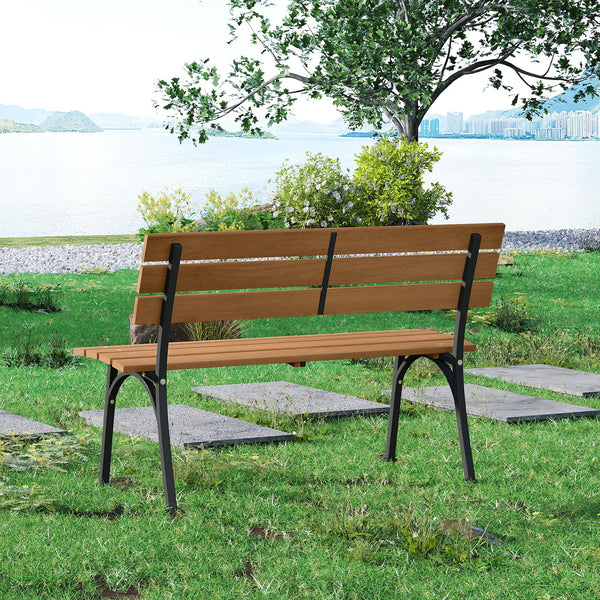 Crafted from solid acacia wood for high strength and lasting durability<br>Curved seat and tilted backrest for ergonomic comfort<br>Heavy-duty metal frame with reinforced structure for greater stability<br>Adjustable foot pads keep it steady on slightly u