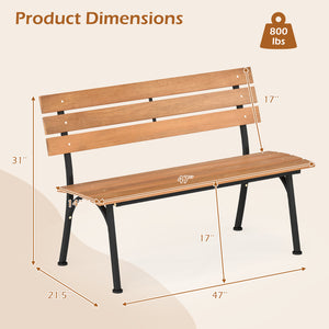 Crafted from solid acacia wood for high strength and lasting durability<br>Curved seat and tilted backrest for ergonomic comfort<br>Heavy-duty metal frame with reinforced structure for greater stability<br>Adjustable foot pads keep it steady on slightly u