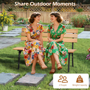 Crafted from solid acacia wood for high strength and lasting durability<br>Curved seat and tilted backrest for ergonomic comfort<br>Heavy-duty metal frame with reinforced structure for greater stability<br>Adjustable foot pads keep it steady on slightly u