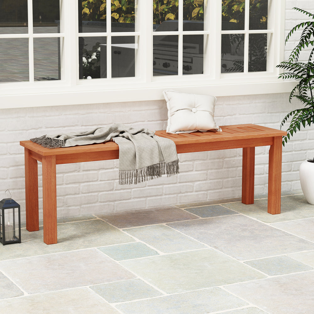 Made of highquality solid wood for high stability<br>Painted with teak oil for longlasting use<br>Firm screw connection for strengthened structure<br>47" long seat with 705 lbs max load accommodates up to 2<br>Natural appearance brings much elegance<br>Su
