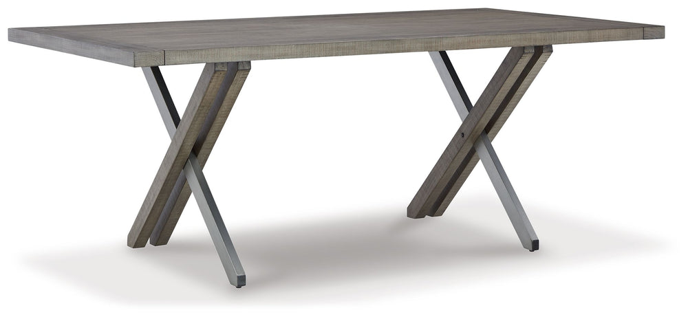 Krystanza - 10 Pc. - Dining Room Table, 8 Oatmeal Side Chairs, Server - Weathered Gray