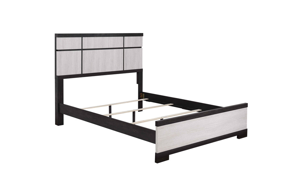 This rustic contemporary bedroom group is the perfect mix of styles to fit in a variety of decors. Heavy woodgrain details are accented with streamlined drawer pulls.<h4><b>Remington - Queen Headboard/Footboard - Black & White</b></h4> <table width="100%"