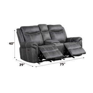 Zubaida - Power Motion Loveseat With USB - Dark Gray Polish Microfiber