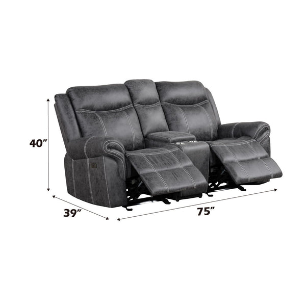 Zubaida - Power Motion Loveseat With USB - Dark Gray Polish Microfiber