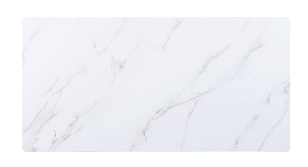 Caspian - Dining Table - White Printed Faux Marble & Black Finish