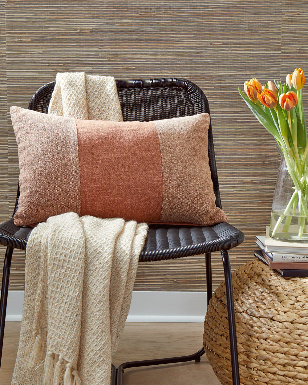When your polished and poised space needs a pop of color, reach for this dashing pillow. It-'s subtly striking with a stonewashed stripe design in spice hues. Place it on your sectional or in your favorite reading nook to bring together other decorative e