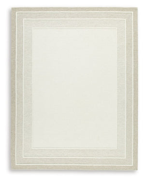 With its simple border design and soft, neutral color palette, this hand-tufted rug brings a touch of casual elegance to your abode. Its plush wool pile feels luxuriously soft underfootâ€”perfect for adding warmth and texture to your entertainment area, b