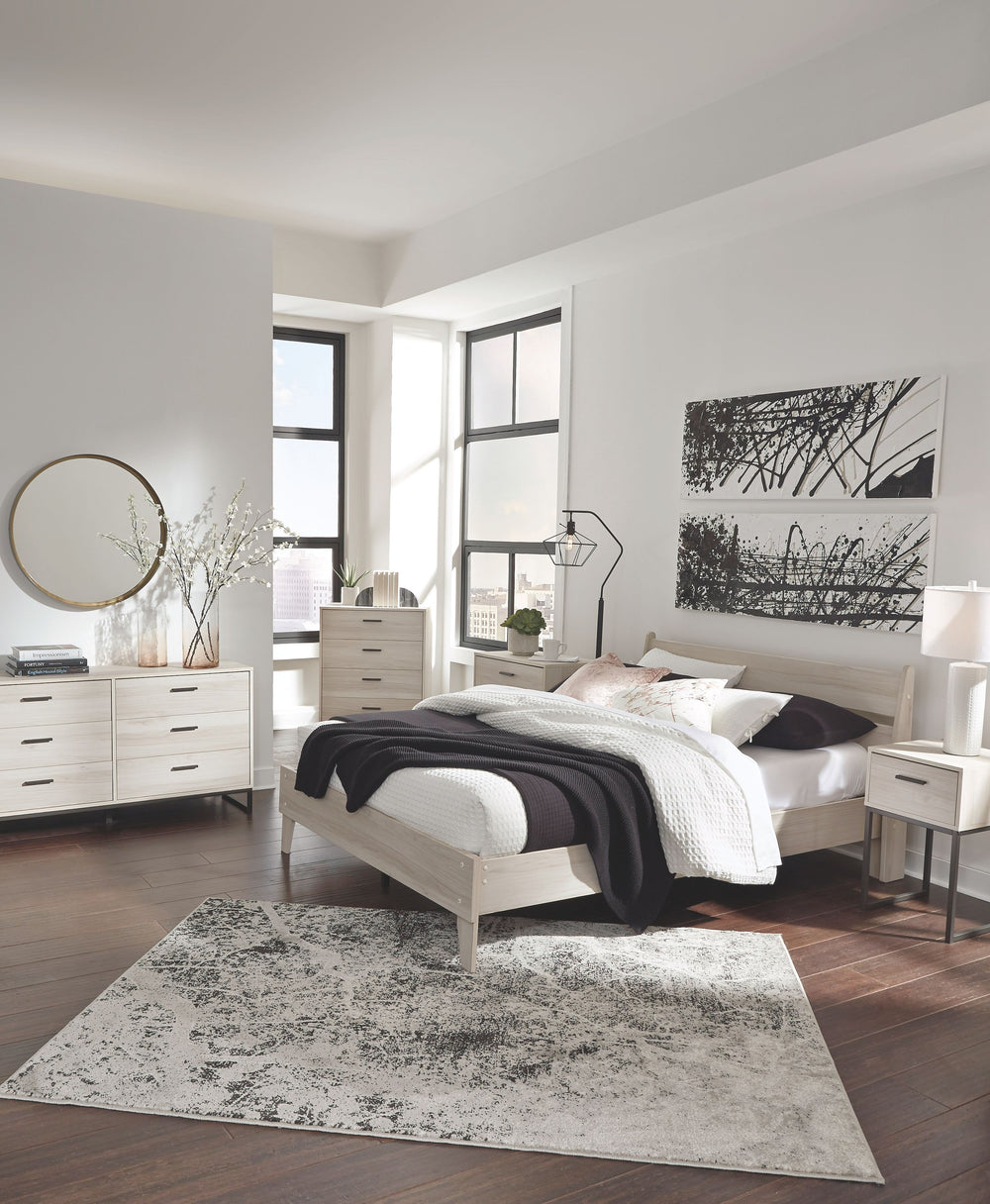 Bringing big style to small living areas, this queen panel platform bed is a smart, space-saving choice for those with an eye for contemporary design. Clean-lined profile with understated refinements creates such a simple silhouette that works in so many 