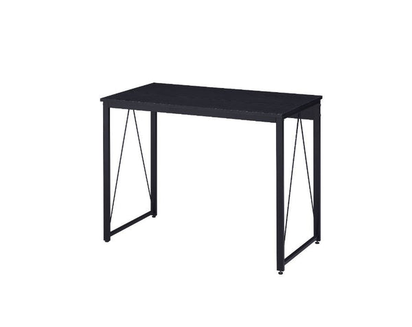 Simple, bold, and appealing, the Zaidin Desk will give your workplace a distinct look with rustic industrial style. Founded atop a black-finished metal base that is accented with reverse -"V-" shaped support, the distressed wooden table with minimal detai