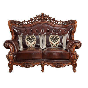 The Eustoma collection is a sophisticated classic design, with its curve upholstered tight back wrapping around with an elegant cut out at the center top. Coming with traditional walnut color, this beautiful appeal is accented by simple delicate pillows u