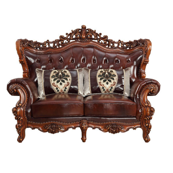 The Eustoma collection is a sophisticated classic design, with its curve upholstered tight back wrapping around with an elegant cut out at the center top. Coming with traditional walnut color, this beautiful appeal is accented by simple delicate pillows u