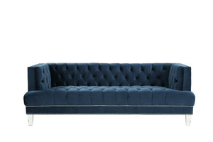  feature button tufted accents. The acrylic legs give off a modern vibe to the pi