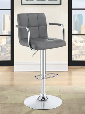  perfect for modern kitchens or home bars. The stool features a cushioned seat with stylish tufting and a durable faux leather finish
