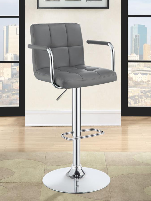  perfect for modern kitchens or home bars. The stool features a cushioned seat with stylish tufting and a durable faux leather finish