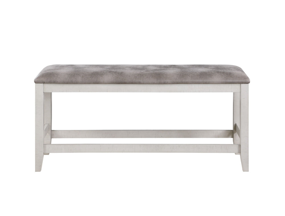 The Richland Counter Bench in Stonewash Gray is a versatile seating option that blends durability, comfort, and style. Expertly crafted from solid Rubberwood, durable manufactured woods, and genuine Acacia wood veneers, this bench is built to withstand ev
