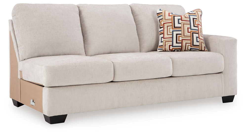 This right-arm facing sofa is made with polyester upholstery. Pairs with other items in the series to make a sectional.<br><br><b>Additional Dimensions</b><br><ul><li>Arm height: 25-"</li><li>Seat depth: 21-"</li><li>Seat height: 20-"</li><li>Top of cushi