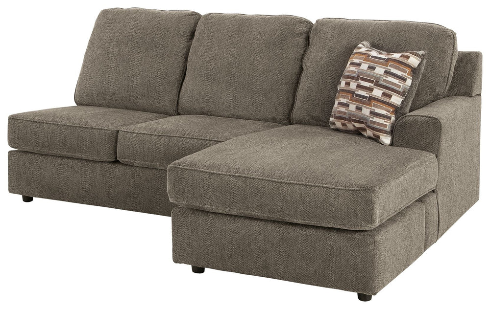 This right-arm facing sofa chaise is made with polyester upholstery. Pairs with other items in the series to make a sectional.<br><br><b>Additional Dimensions</b><br><ul><li>Arm height: 24-"</li><li>Seat depth: 21-"</li><li>Seat height: 20-"</li><li>Top o