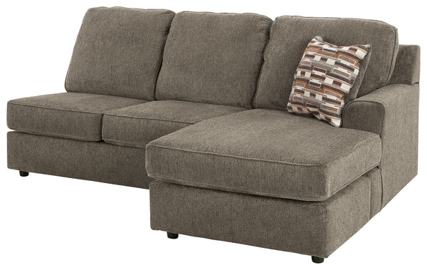 This right-arm facing sofa chaise is made with polyester upholstery. Pairs with other items in the series to make a sectional.<br><br><b>Additional Dimensions</b><br><ul><li>Arm height: 24-"</li><li>Seat depth: 21-"</li><li>Seat height: 20-"</li><li>Top o