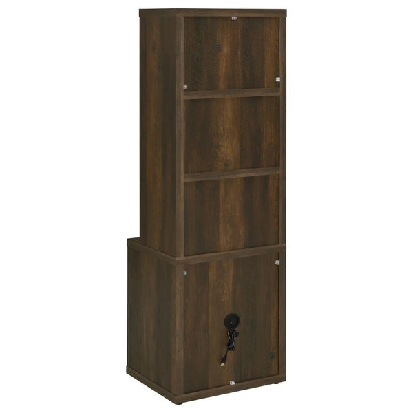 Westpark - 3-Shelf Bookcase USB And Lockable Drawer - Dark Pine